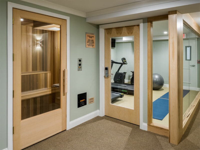 Bask in the warmth of the spacious sauna adjacent to the fitness center