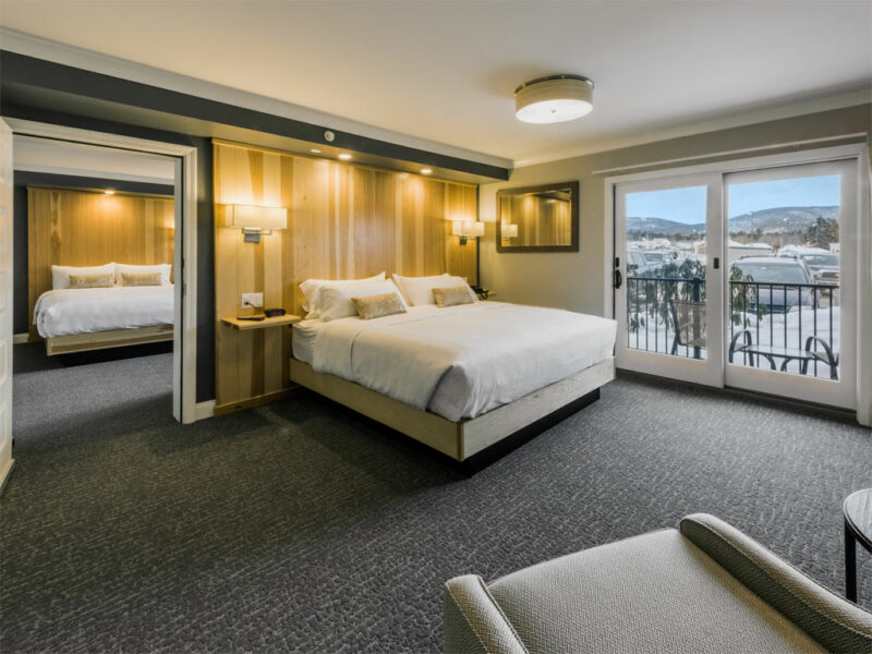 Guest rooms offer upscale design and plenty of creature comforts including private decks